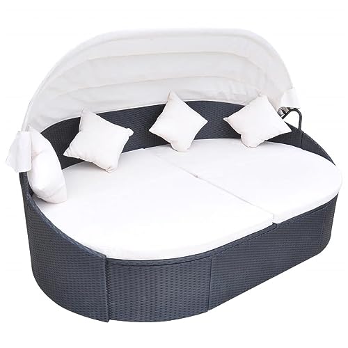 Hommdiy Sonnenliege mit Dach Sonneninsel Strandkorb Muschel Gartenmöbel Sitzgruppe Liege Insel Lounge Rattanmöbel Poly Rattan Schwarz Hommdiy Sonnenliege mit Dach Sonneninsel Strandkorb Muschel Gartenmöbel Sitzgruppe Liege Insel Lounge Rattanmöbel Poly Rattan Schwarz