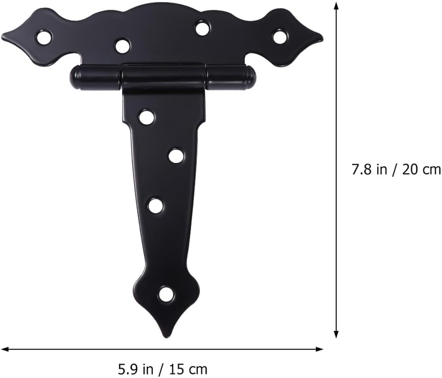 3pcs Heavy Duty T Shape Door Hinge Black Rustproof Decorative Strap Hinges for Wooden Gates Sheds Barns Garages with Corrosion Resistant Iron Construction and Screw for Stable