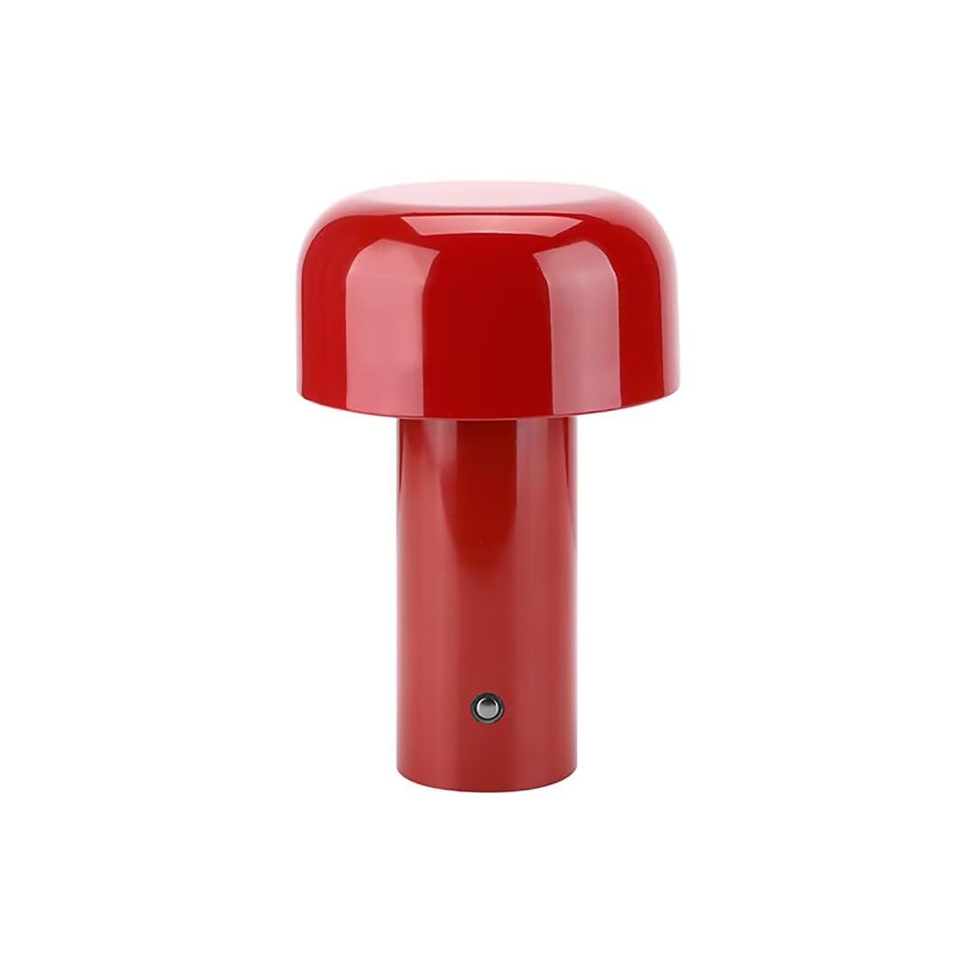 LYVQZPWLR LED Touch Bedside Table Lamp, Cordless Rechargeable LED Mushroom Bedside Lamp Dimmable Touch Multicolor Non-Slip Iron(Red)