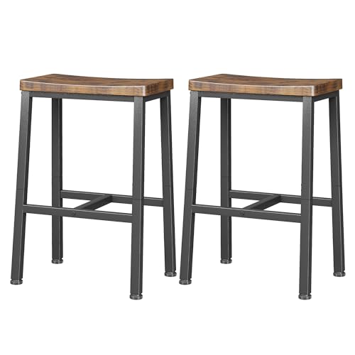 Homeiju Bar Stools, Counter Height Bar Stools Set of 2, 23.6 Inch Saddle Stools with Footrests...