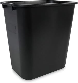 Rectangular Plastic Wastebasket, 7 Gallon Capacity, Black, for Kitchen Office Classroom