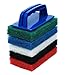 Pro-Graad 6pcs Scrubbing Pad Kit Interchangeable Reusable Handle | 5 Different Scrubbing & Scouring Pads: Red, White, Blue, Green, Black | for Bathroom, Kitchen, Grill, Teak, Boat Hull Bottom Cleaning