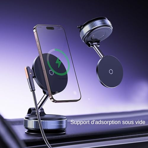 Magnetyczny uchwyt samochodowy do telefonu, składane szybkie ładowanie, regulowany uchwyt magnetyczny na telefon z przyssawką do samochodu | Kompatybilny z SUV Camping Car Truck Sedan GPS Travel Biuro