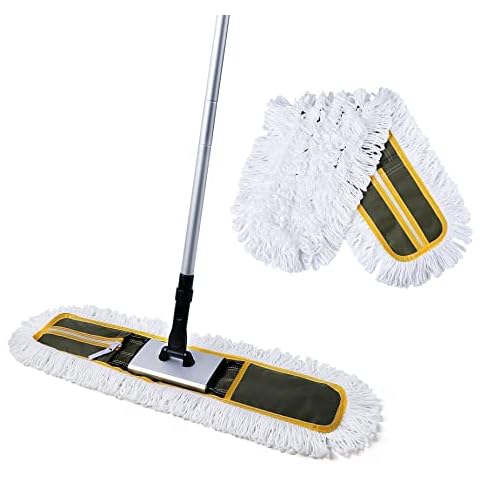 CLEANHOME 24" Commercial Dust Mop for Floor Cleaning, Heavy Duty Floor Mop with 59” Extendable Long Handle, Hotel Gym Garage Hospital Household Cleaning Supplies for Hardwood, Tiles, Marble Floors Cover