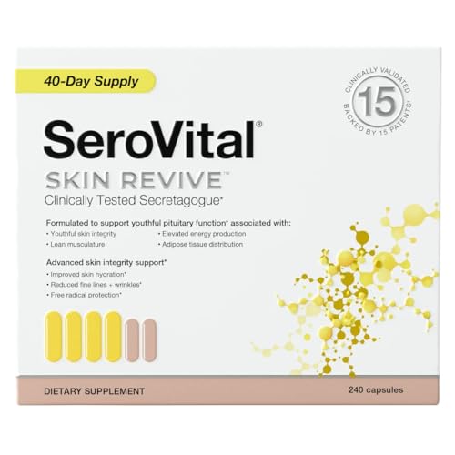 Serovital Skin Revive Anti-Aging Supplement for Women Supports Skin Hydration Energy Immune Health & Fine Line Reduction 240 Capsules 40-Day Supply