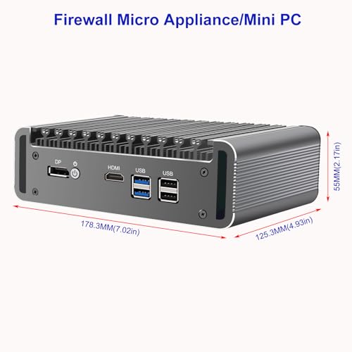 Image of 6 Ports Firewall Micro Appliance /Mini PC, Celeron N5105 Quad Core Firewall Mini PC with 6x2.5G i226-V NICs, Support AES-NI Router PC VPN OPNsense, Barebone
