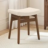 LUE BONA Vanity Saddle Stool with Wood Legs, 17.3' H Compact Makeup Stool with Sick Upholstery, Vanity Bench for Bedroom, Entryway & Bathroom, 300 lb Weight Capacity