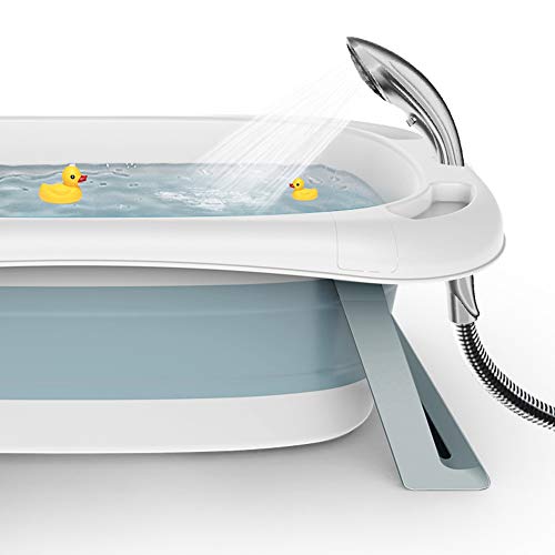 Baignoire bébé pliable à indicateur de température et tabouret - 5