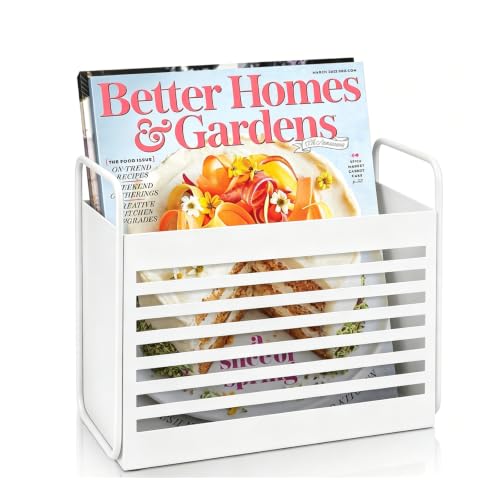 Aisung Magazine Rack, Magazine File Holder Mail Organizer Folder Organizer Bin for Magazines, Books, Newspapers, Tablets in Home, Office, White