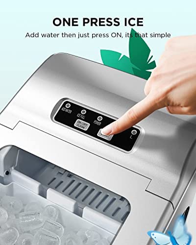 Miniatura 6 de Silonn Máquina para hacer hielo de encimera, 9 cubos listos en 6 minutos, máquina de hielo portátil autolimpiante con cuchara de hielo y cesta, 2