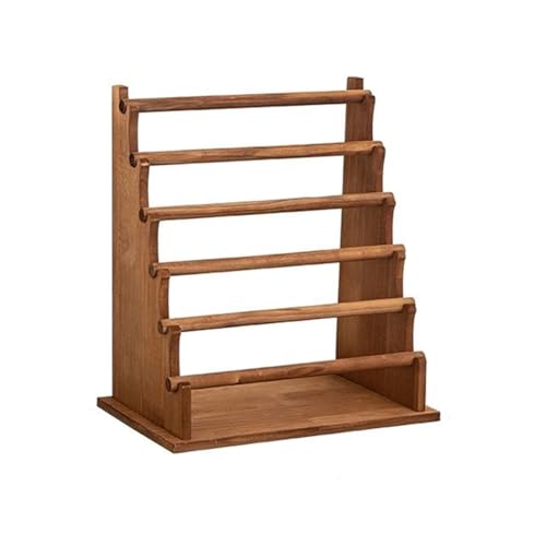 Image of Multi-Tier Wooden Washi Tape & Sticker Organizer, Desktop Display Rack for Craft Storage, Jewelry Bracelets, Ribbons - Gift for Planner Enthusiasts H-6