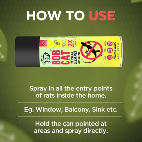 Image of BOB CAT Herbal Lizard Repellent for home 2X Advance best Formula India's First Aerosol Based Lizard Spray | Lizard Repellent Spray | 15 days Protection from Lizard | Irritant-Free & Chemical-Free | Pack of 2 | 200ml |