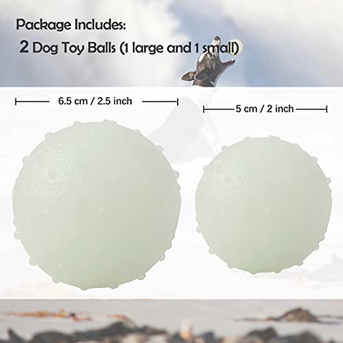 Tuluto 2 Pcs Dog Ball, Light Up Dog Ball Glow In The Dark, Interactive Dog Chew Toy, Waterproof & Floats, Durable Tpr Light Weight, Pack Of 2, 1 Small(2In) And 1 Large(2.5In) For Small And Large Dogs #TOP6