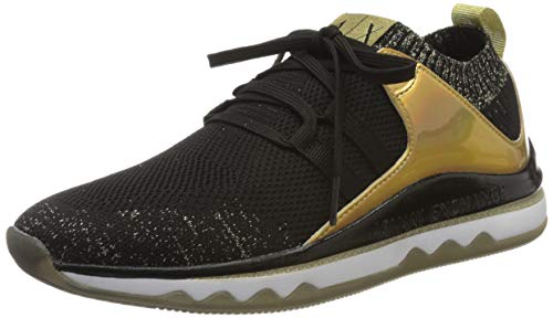Armani Exchange Sock Sneakers, Zapatillas para Mujer, Negro (Black+Lt Gold R488), 37...
