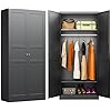 Metal Wardrobe CabinetArmoire Wardrobe Closet with doorsBlack Metal Clothing Storage Cabinet with Adjustable Shelves and Hanging Rod72 Wardrobe Storage Cabinet for HomeBedroom ArmoiresLaundry