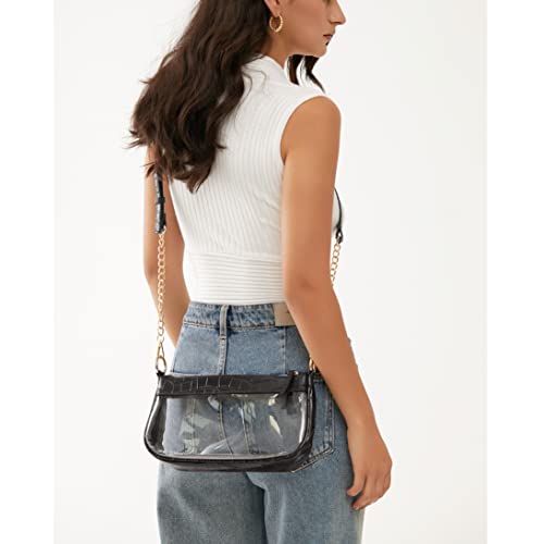 Clear Shoulder Handbag PVC Classic 90s Purse Women Vegan Leather Crocodile Crossbody Bag3