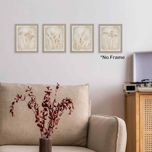 TLESKE Beige Neutral Vintage Fall Botanical Posters Prints Unframed 8x10 Set of 4, Rustic Floral Flower Wall Art Prints Decor for Farmhouse Bedroom Living Room, Boho Wildflower Wall Pictures by TLESKE - Image 4