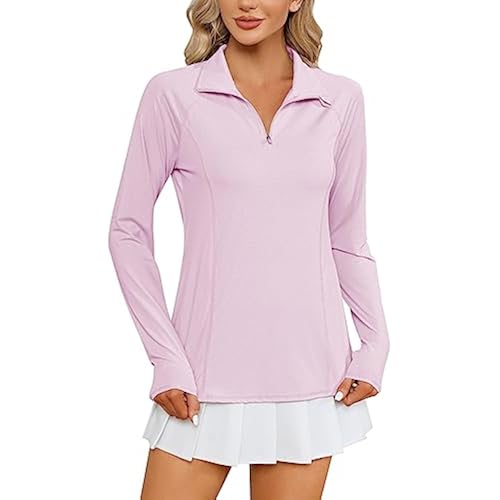 LOMON Women Long Sleeve Shirts Sun Protection 1/4 Zip Summer Quick Dry Hiking Shirts Quarter Zip Pullover for Women