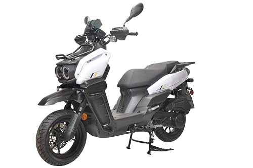 HHH Tank 150 Moped Gas Scooter 150cc Motorcycle Automatic Adult Bike with 12 inch Aluminum Wheels (White) - Thumbnail 2
