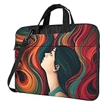 BYPPJGH Bolsa de hombro para laptop con pelo largo y colorido para hombre y mujer, bolsa de mensajero con asa de correa, bolsa impermeable para laptop, Black, 14 inch