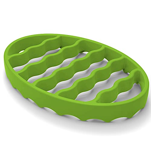 (Oval-Green) - Silicone Roasting Rack, Steamer Rack for Baking Canning Cooking Steaming, Silicone Pressure Cooker Roasting Accessories Compatible with 5.7l and 5.7l cookers (Oval, Green)
