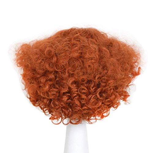yuehong Short Curly Orange Wig Curly Red Role Anime Party Wig Heat Resistant Synthetic Fibers Fluffy Durable Breathable Costumes Hair4