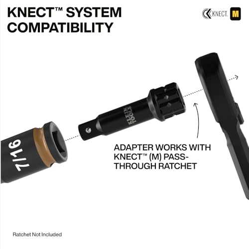 Image of Klein Tools 65109IMPCT KNECT Deep-Well 3 /8-Inch Drive Impact Socket Set, SAE, 9-Piece Tool Set with Impact Driver Adapter, Multi-Purpose Wrench Adapter, Color-Coded, MODbox Socket Organizer