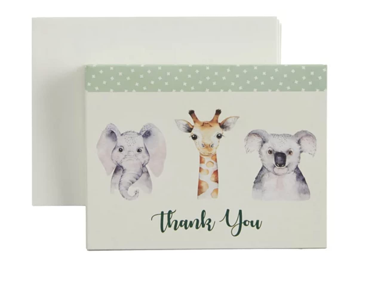 Bella BugBella Bug 12 Pack Baby Animals Thank You Cards With Envelopes, 5.5 x 4.25(KOH21364)