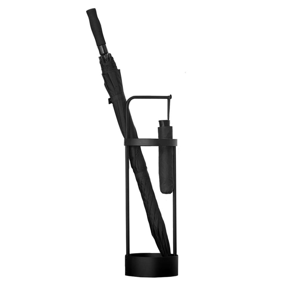 BHFPFZA Black Metal Umbrella Holder Rack with Free Standing Stands for Long and Short Umbrellas and Canes Includes Hooks for Storage