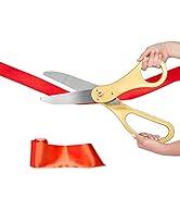 Crutello Giant Ribbon Cutting Ceremony Kit 21" Giant Scissor Set with Sharp, Gold Handled Durable...