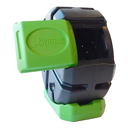 Image of FCMP Outdoor HOTFROG Half Size Rolling Single Chamber Batch Tumbling Composter - Outdoor Rotating Garden Compost Bin (HF-RC2000WB-GRN) Black & Green (19-Gallon)