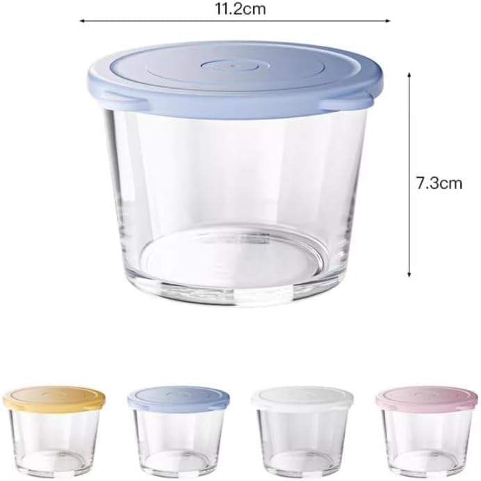 プリンカップ 耐熱ガラス ゼリーカップ 270ML 蓋付き サラダ 透明 電子レンジ オーブン対応 4/6個セット (アイスランド白