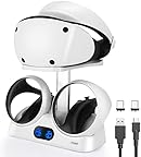 Controller Charger for PSVR 2 Fast Controller Charging Station and Headset Display Stand, PS VR2 Charging Dock for Dual PSVR2 Touch Controllers with Type-C Cable, 2 Magnetic Clasps, LED Indicator