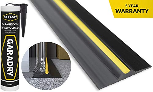 Garadry ½" High Garage Door Threshold Seal Kit (10'3") | Black/Yellow, Vinyl |