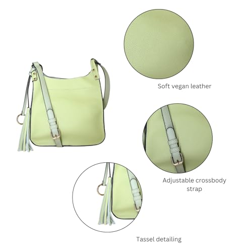 JEN & CO. Lucinda Square Crossbody Bags for Women Vegan Leather Purses Adjustable Strap Shoulder Handbags with Tassel4