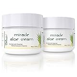 Miracle Aloe Vera Moisturizing Cream Face and Body Moisturizer Lotion Day and Night Hydrating Soothing Skin Care for Dry, Aging, Sensitive Skin, Eczema, Psoriasis for Men and Women 2 Pack By Deluvia