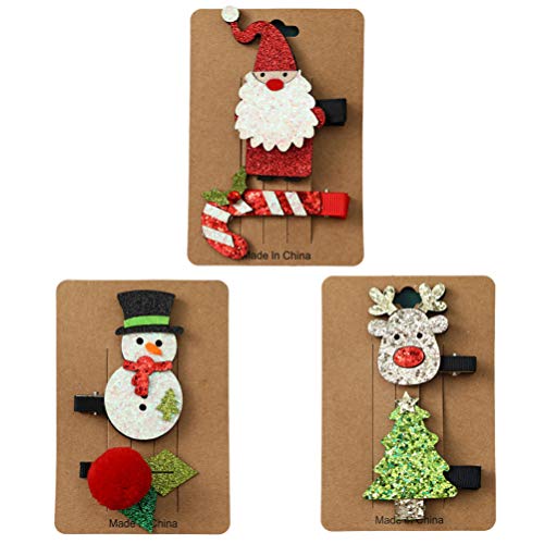 Conjunto de 3 presilhas de cabelo de Natal KesYOO com presilhas de cabelo de Natal adoráveis presilh