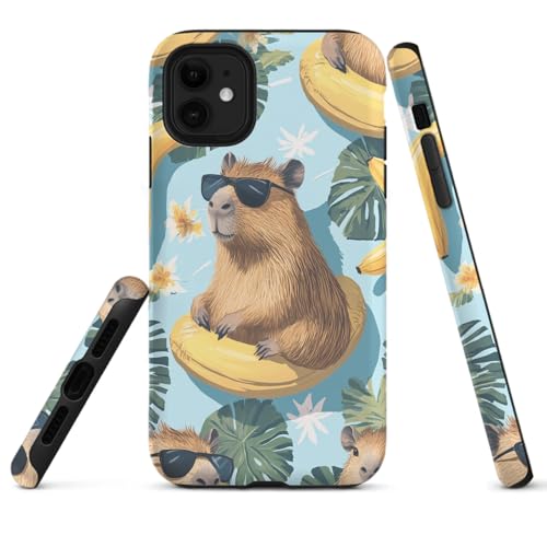 HYPESTYLE Capybaras Phone Case Compatible with iPhone 16 15 14 13 12 Compatible with Samsung Galaxy S20 S19 Ultra S18 S17 FE 2 Layer Heavy Duty Shockproof Full Protection with Mag-Safe