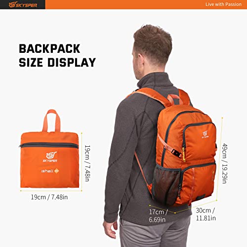 Skysper Lightweight Packable Backpack 30L Hiking Daypack With Wet Pocket Foldable Travel Carry-On Backpack Orange #TOP5