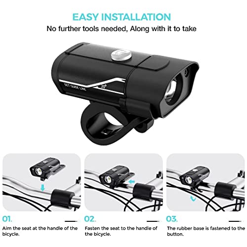 Lxl Usb Rechargeable Super Bike Headlight And Back Light Set, Runtime 10+ Hours 600 Lumen Bright Front Lights Tail Rear Led, 5 Light Mode Options Fits All Bicycles, Road, Mountain #TOP3