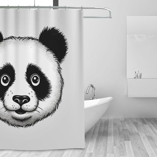 Rideau de douche panda avec 12 crochets rideau salle de bain - 7