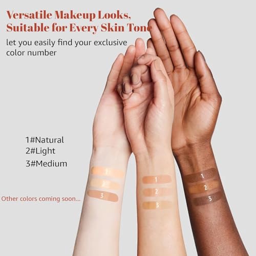 Color Changing Foundation Stick, 2-in-1 Dual-Ended Skin Matching Foundation with Detachable Brush, Lightweight Non-Greasy Moisturizing Face Makeup (3#Medium) — view 6