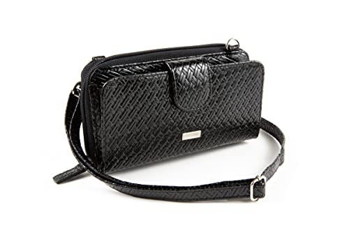 WalletBe RFID Leather Zip Around Passport Wallet Black