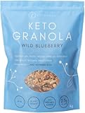 Keto Hana Wild Blueberry Keto Granola Keto Diet Vegan Grain Free Dairy Free Plant Based No Refined Sugars Gluten Free 2.3g Net Carbs Breakfast Cereal - Bulk, Family Pack 1kg/2.2lbs