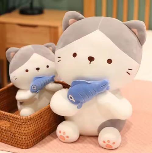 Image of Adorable and Safe Fish Cat Plush Toy for Children - Non-Toxic, Huggable, Washable & Perfect for Birthdays or Nursery Decor