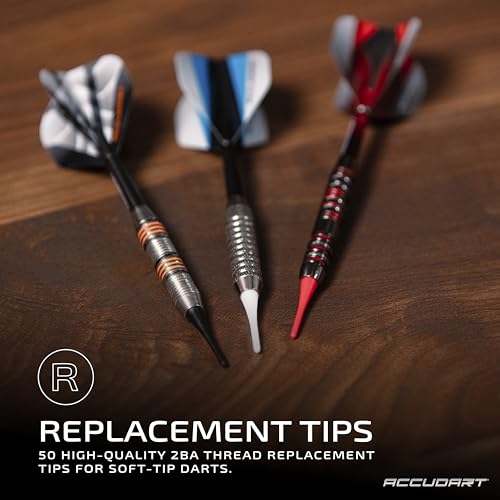 Accudart 50 Pack Replacement Soft Tips - 20 Black - 15 Red - 15 White - Fully Customizable - Designed for Electronic Dartboards - Thumbnail 2