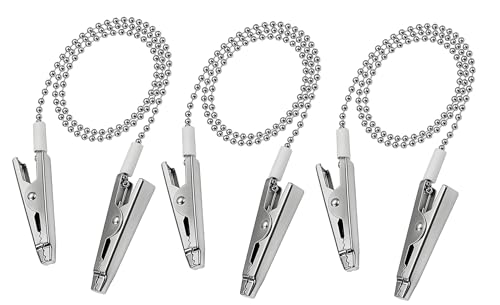 3 PCS 17Inch Dental Bib Clips, Adjustable Reusable Napkin Holder Ball Chain, Silver Bib Clips for Adults Patients Tattoo Salon & Dining Use
