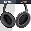 SOULWIT Lambskin Replacement Earpads for Sony WH-1000XM4 (WH1000XM4) Headphones, Ear Pads Cushions with Noise Isolation Foam, Added Thickness, Without Affecting Sensor - Brilliant Black #4