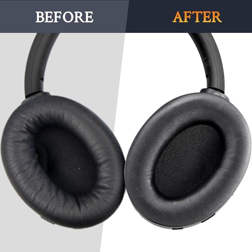 Image of SOULWIT Lambskin Replacement Earpads for Sony WH-1000XM4 (WH1000XM4) Headphones, Ear Pads Cushions with Noise Isolation Foam, Added Thickness, Without Affecting Sensor - Brilliant Black