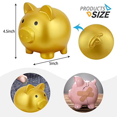 Hengdu Cute Piggy Bank, Made Of Drop-Resistant Environmentally Friendly Plastic, A Great Gift For Children (Golden) #TOP1